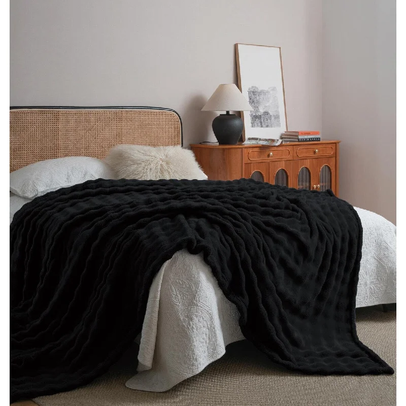 Bamboo fiber blankets with natural antibacterial propertiesBlack Soft Plush Cozy Warm Fleece Bubble Textured Bed Throw Blanket Bamboo fiber blankets with natural antibacterial propertiesBlack Soft Plush Cozy Warm Fleece Bubble Textured Bed Throw Blanket