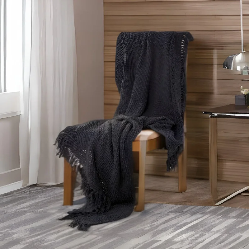 Alpaca wool blankets for a hypoallergenic and warm optionBlue Gray Woven 100% Cotton Throw Blanket