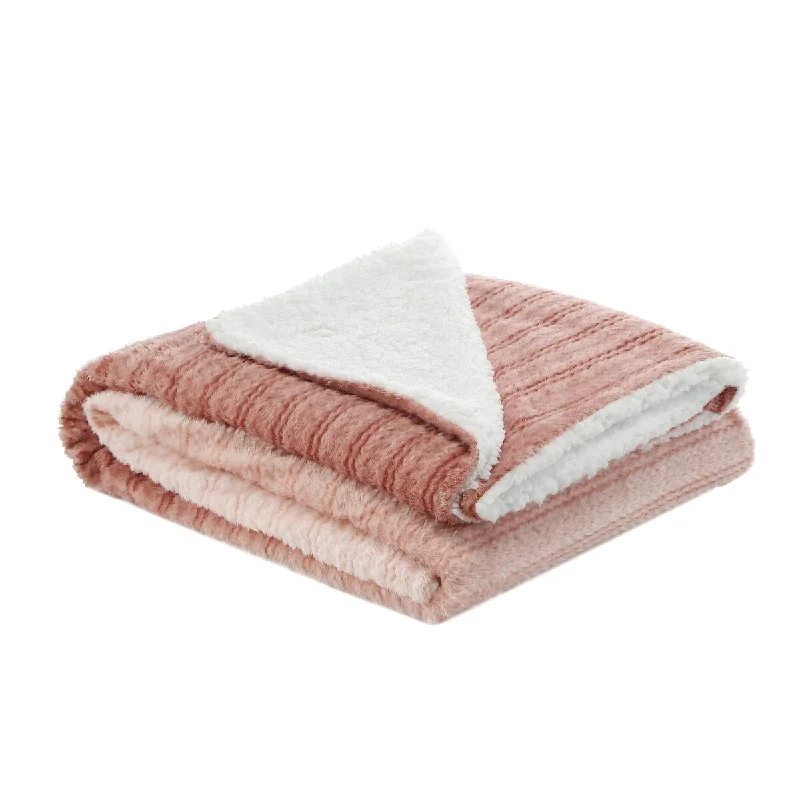 Bamboo fiber blankets with natural antibacterial propertiesBlush Knitted PolYester Solid Color Plush Throw Blanket