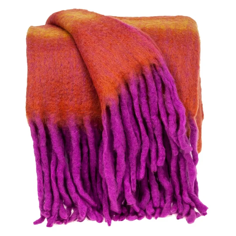 Bamboo fiber blankets with natural antibacterial propertiesBoho Orange and Purple Wool Blend Throw Blanket