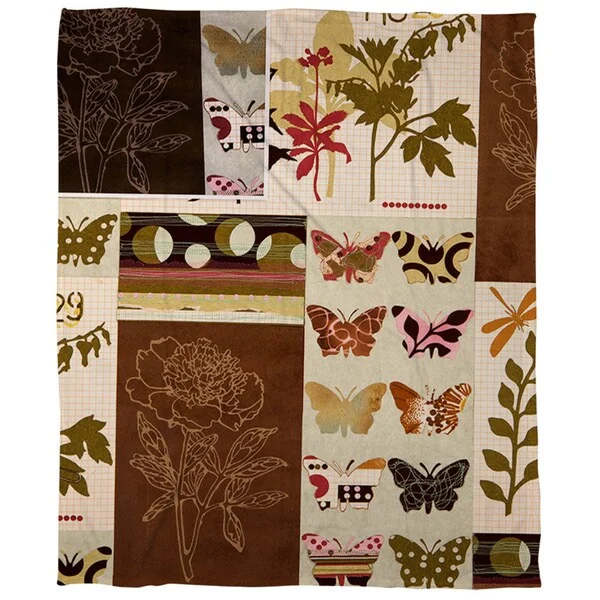 Fleece blankets for a cozy and plush textureBotanical Collage Coral Fleece Throw
