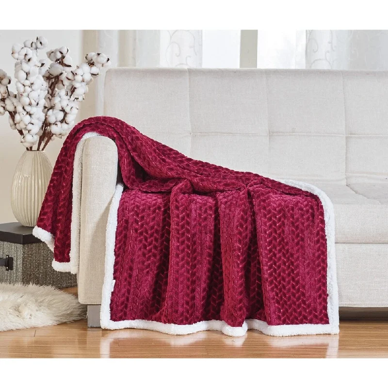 Silk blankets with a smooth and elegant touchBraided Sherpa Throw Burgundy
