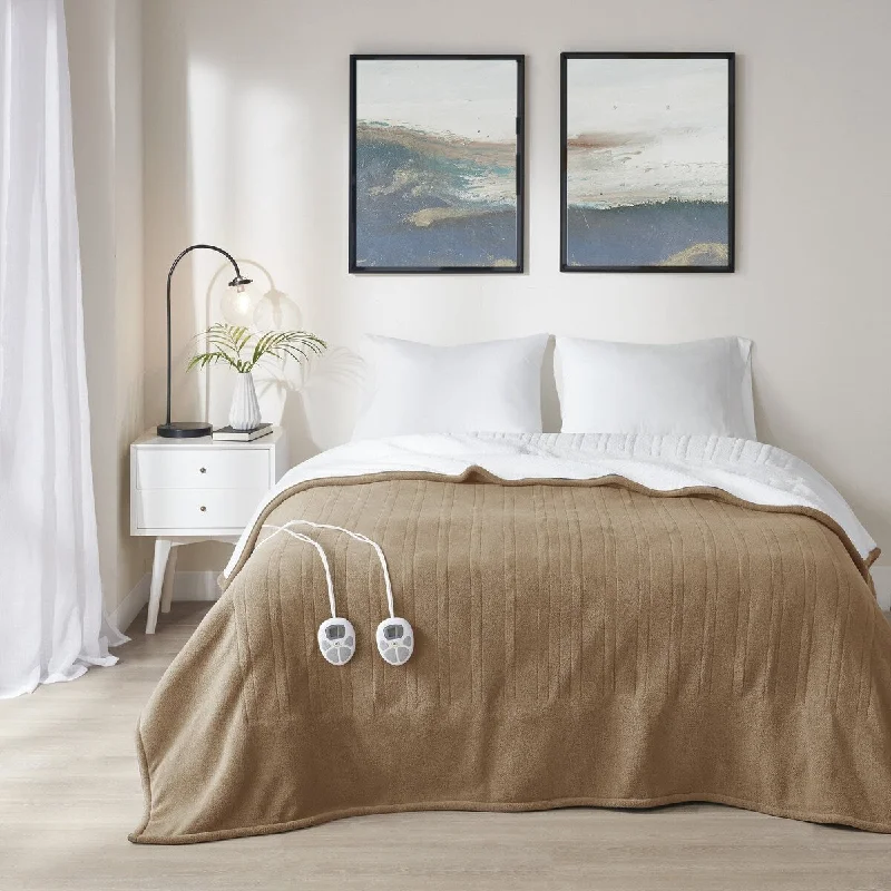 Linen blankets with a rustic and textured lookBrown Polyester Cordless Electric Blanket, Twin Linen blankets with a rustic and textured lookBrown Polyester Cordless Electric Blanket, Twin