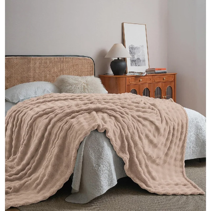 Rayon from bamboo blankets for a silky and breathable feelBrown Soft Plush Cozy Warm Fleece Bubble Textured Bed Throw Blanket Rayon from bamboo blankets for a silky and breathable feelBrown Soft Plush Cozy Warm Fleece Bubble Textured Bed Throw Blanket