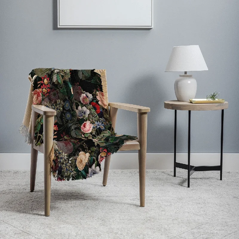 Linen blankets with a rustic and textured lookBurcu Korkmazyurek Dark Garden Throw Blanket