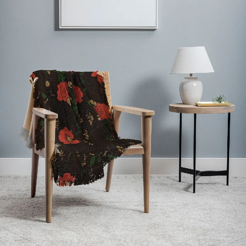 Chenille blankets with a thick and fuzzy textureCamilla Foss Midnight Flourish Throw Blanket