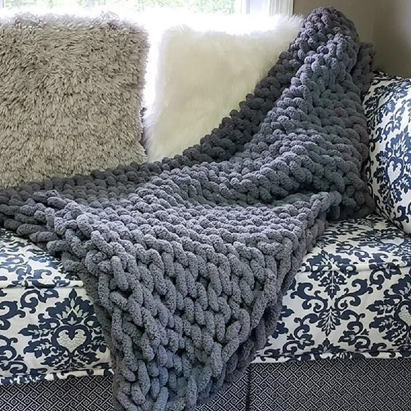 Fleece blankets for a cozy and plush textureChunky Knit Throw Blanket Cozy Polyester Chenille Bulky Blankets