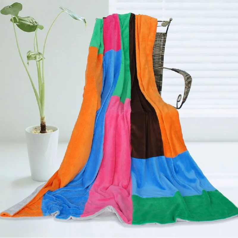 Queen - size blankets for standard - sized bedsColorful Patchwork Soft Coral Fleece Patchwork Throw Blanket (59 by 78.7 inches) Queen - size blankets for standard - sized bedsColorful Patchwork Soft Coral Fleece Patchwork Throw Blanket (59 by 78.7 inches)