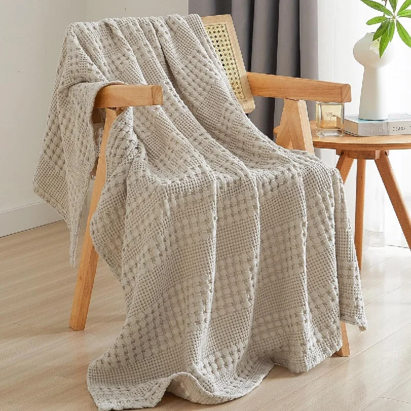 Rayon from bamboo blankets for a silky and breathable feelCotton Waffle Weave Throw Blanket ,- Lightweight Washed Cotton Throw Blanket for Spring & Summer ,50"x60" Rayon from bamboo blankets for a silky and breathable feelCotton Waffle Weave Throw Blanket ,- Lightweight Washed Cotton Throw Blanket for Spring & Summer ,50"x60"