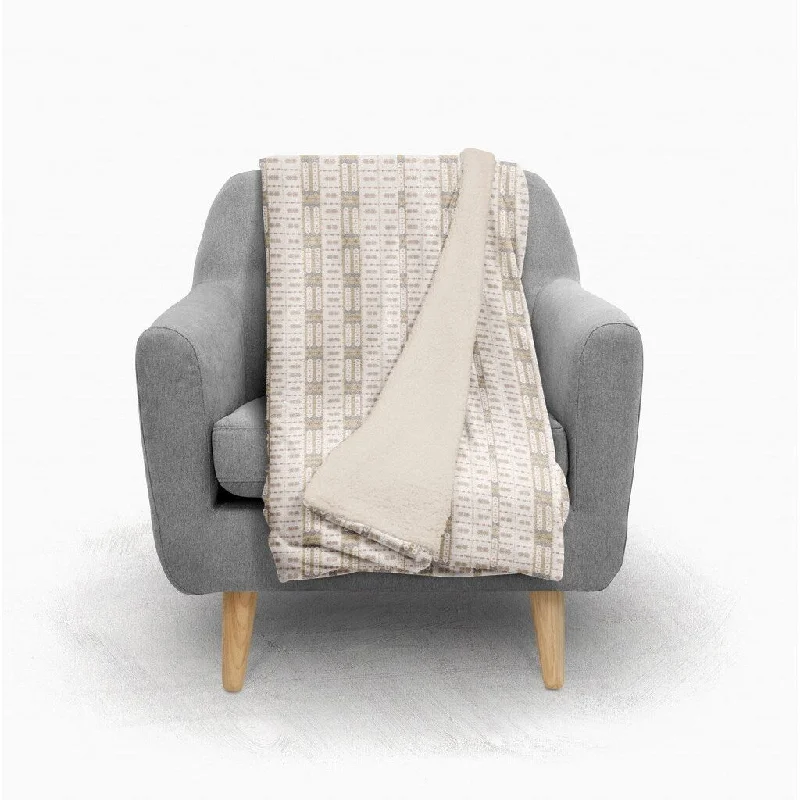 Synthetic fiber blend blankets for a budget - friendly choiceCream Geometric Fleece and Sherpa Throw Blanket