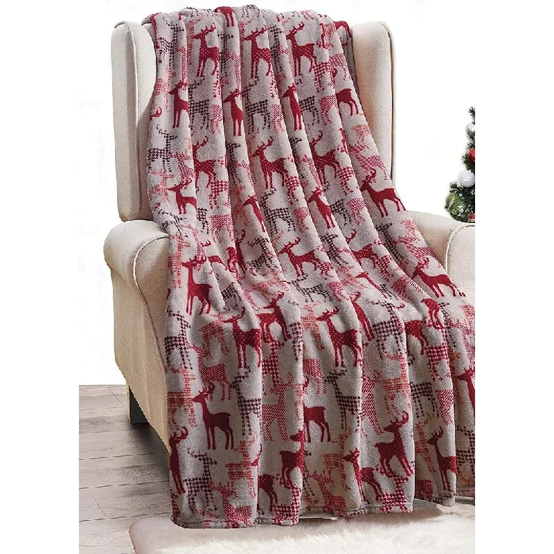 Acrylic blankets for a soft and affordable alternativeDécor&More Festive Holiday Microplush Throw Blanket (50" x 60") - Reindeer Silhouette