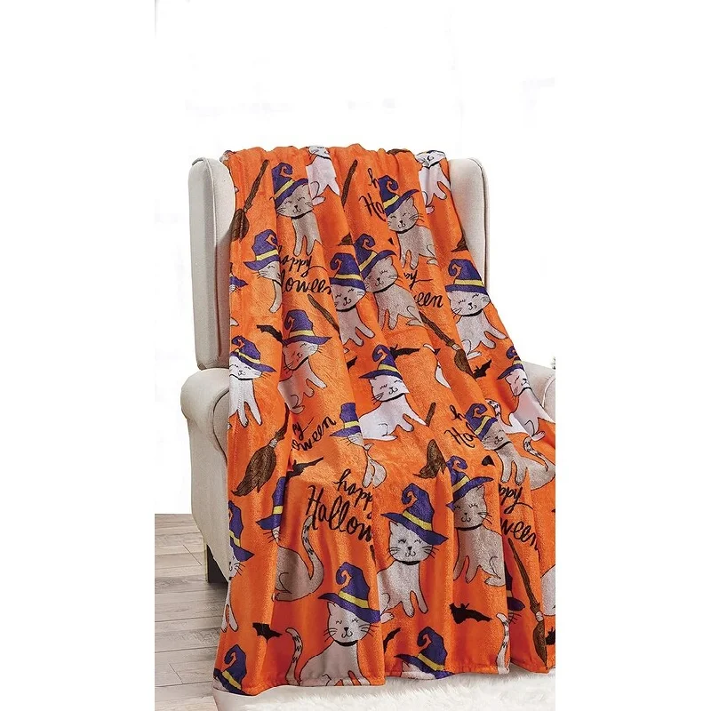 Rayon from bamboo blankets for a silky and breathable feelDécor&More Happy Halloween Microplush Throw Blanket (50" x 60") - Spooky Cats Rayon from bamboo blankets for a silky and breathable feelDécor&More Happy Halloween Microplush Throw Blanket (50" x 60") - Spooky Cats