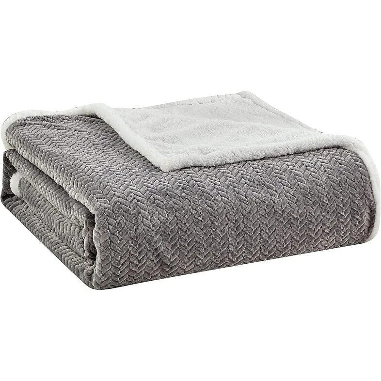Synthetic fiber blend blankets for a budget - friendly choiceDécor&More HomeEssentials Extra Heavy and Plush Chevron Braided Queen Size Microplush Blanket with Sherpa Backing 90x90 - Grey Synthetic fiber blend blankets for a budget - friendly choiceDécor&More HomeEssentials Extra Heavy and Plush Chevron Braided Queen Size Microplush Blanket with Sherpa Backing 90x90 - Grey