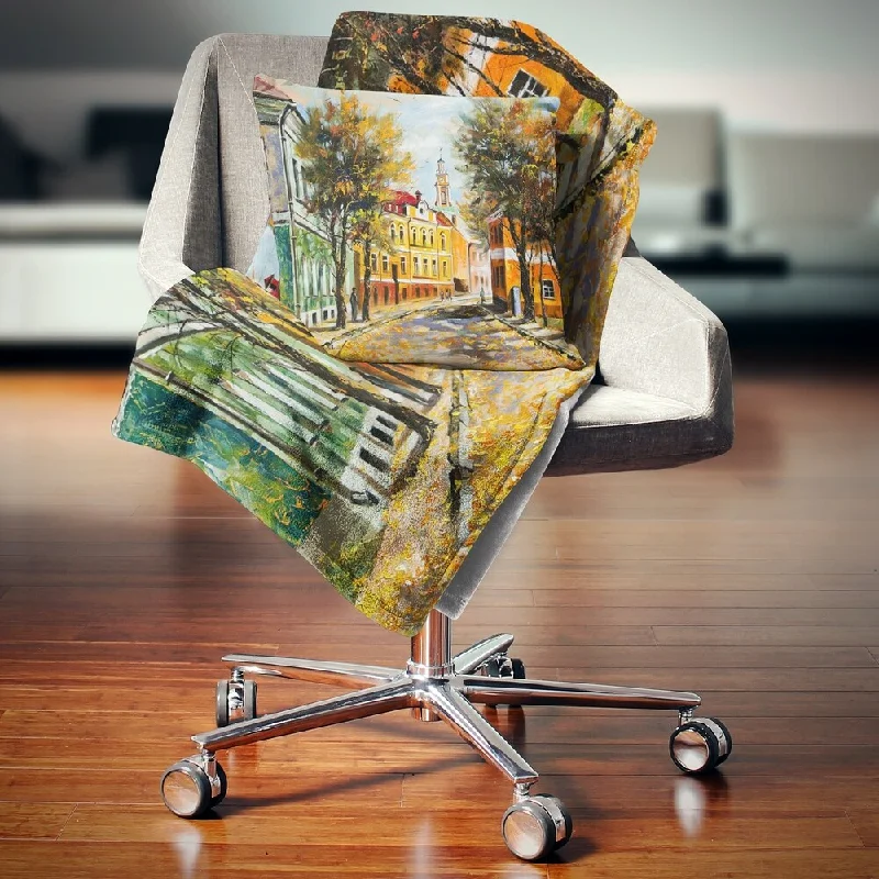 Alpaca wool blankets for a hypoallergenic and warm optionDesignart 'Ancient Vitebsk in Autumn' Landscape Fleece Throw Blanket