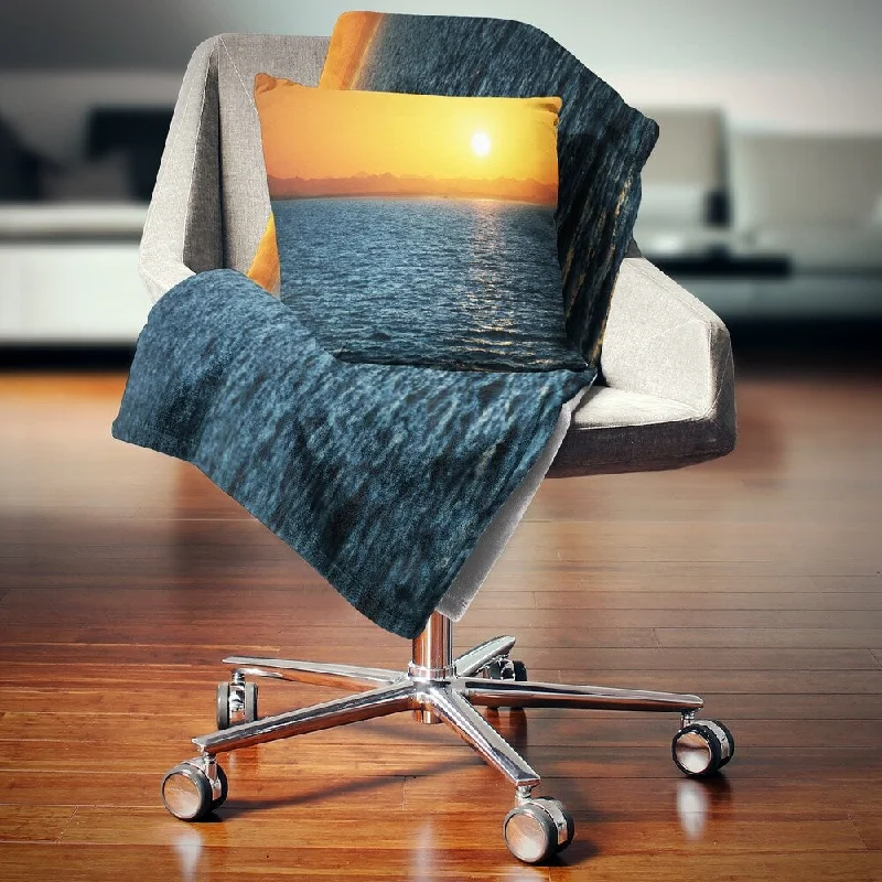 Microfiber blankets that are durable and easy to care forDesignart 'Beautiful River View At Sunset' Seashore Throw Blanket