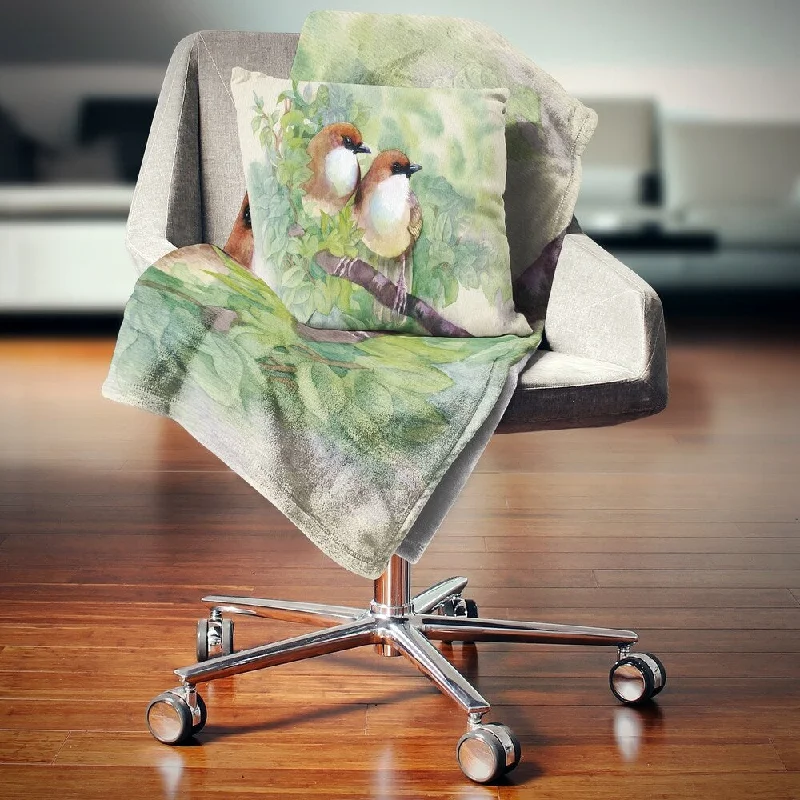 Microfiber blankets that are durable and easy to care forDesignart 'Birds of Spring' Modern Animal Painting Throw Blanket