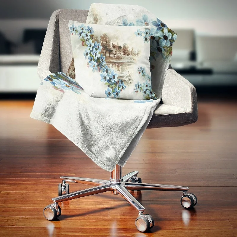 Rayon from bamboo blankets for a silky and breathable feelDesignart 'Blue Flowers Illustration' Floral Throw Blanket