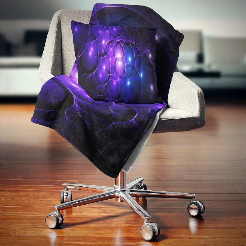 Queen - size blankets for standard - sized bedsDesignart 'Blue Fractal Space Circles' Abstract Throw Blanket