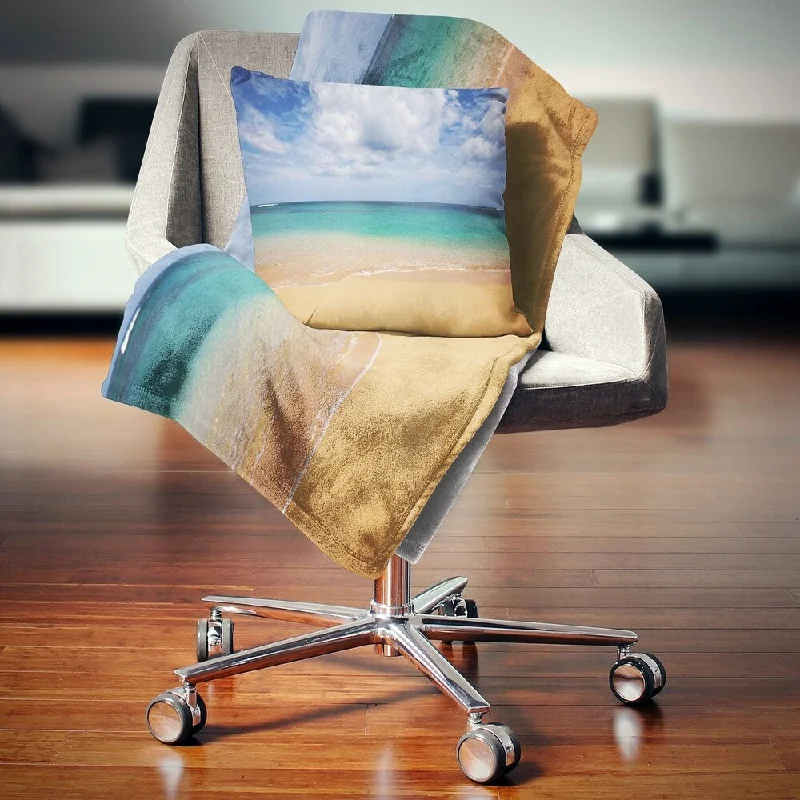 Acrylic blankets for a soft and affordable alternativeDesignart 'Bright Seashore with Heavy Clouds' Modern Beach Throw Blanket