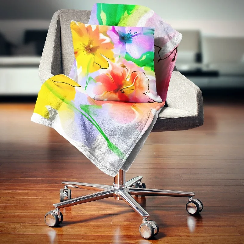 Bamboo fiber blankets with natural antibacterial propertiesDesignart 'Bunch of Colorful Flowers Sketch' Floral Throw Blanket