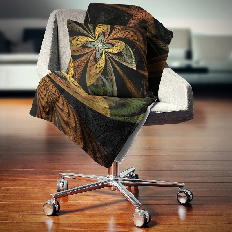 Chenille blankets with a thick and fuzzy textureDesignart 'Colorful Fractal Flower Pattern' Abstract Throw Blanket