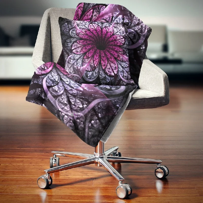 Cashmere blankets for ultimate softness and luxuryDesignart 'Dark Purple Fractal Flower Digital Art' Floral Throw Blanket