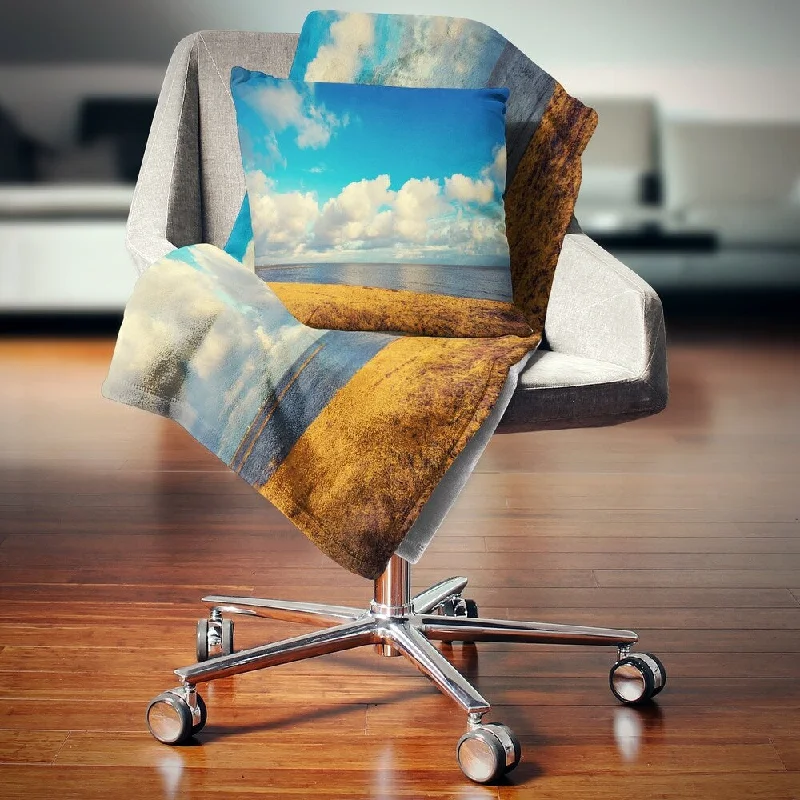King - size blankets to cover large beds comfortablyDesignart 'Deserted Brown Sea Coastline' Landscape Fleece Throw Blanket