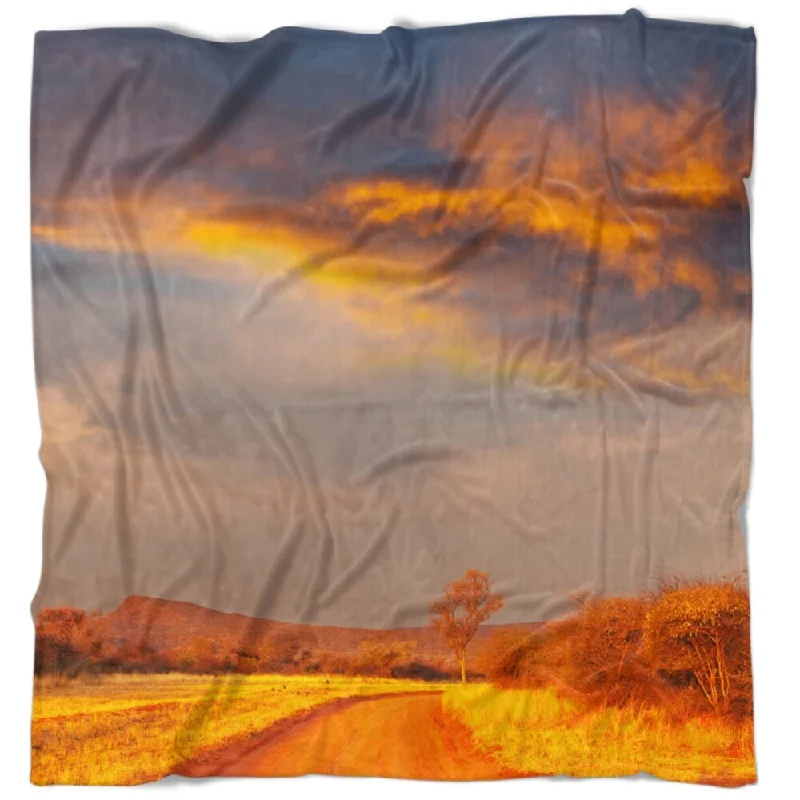 Silk blankets with a smooth and elegant touchDesignart 'Fantastic Road and Sky in Kenya' Landscape Fleece Throw Blanket