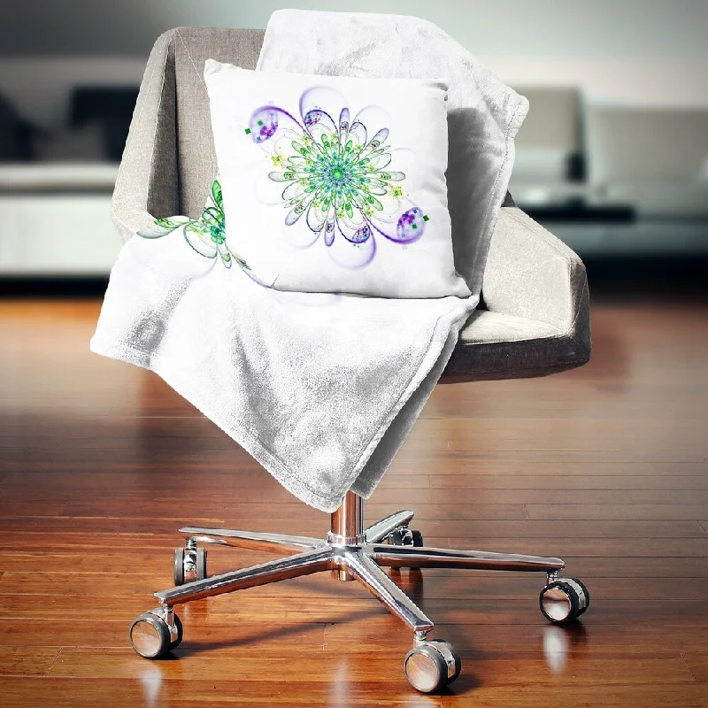 Queen - size blankets for standard - sized bedsDesignart 'Fascinating Green Purple Fractal Flower' Floral Throw Blanket