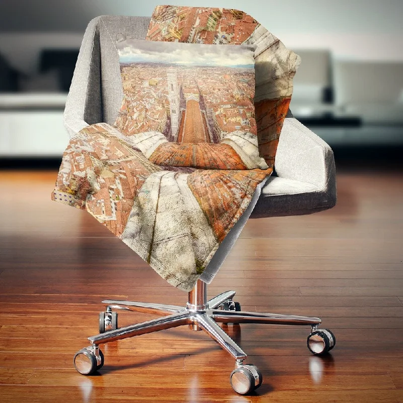 Synthetic fiber blend blankets for a budget - friendly choiceDesignart 'Florence View from Duomo Cathedral' Cityscape Throw Blanket