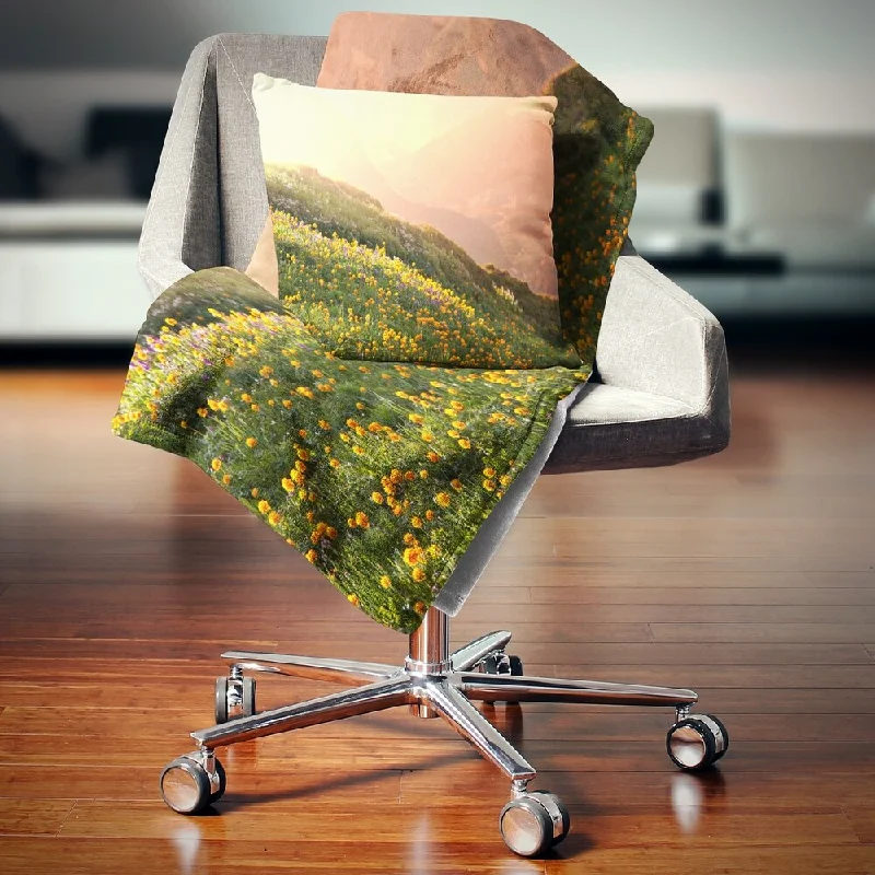 Acrylic blankets for a soft and affordable alternativeDesignart 'Flowering Mountain Meadow View' Landscape Fleece Throw Blanket