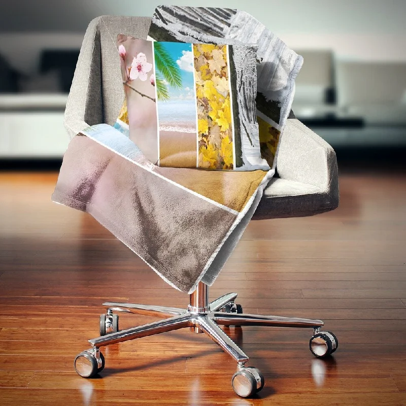Queen - size blankets for standard - sized bedsDesignart 'Four Seasons World Collage' Landscape Fleece Throw Blanket