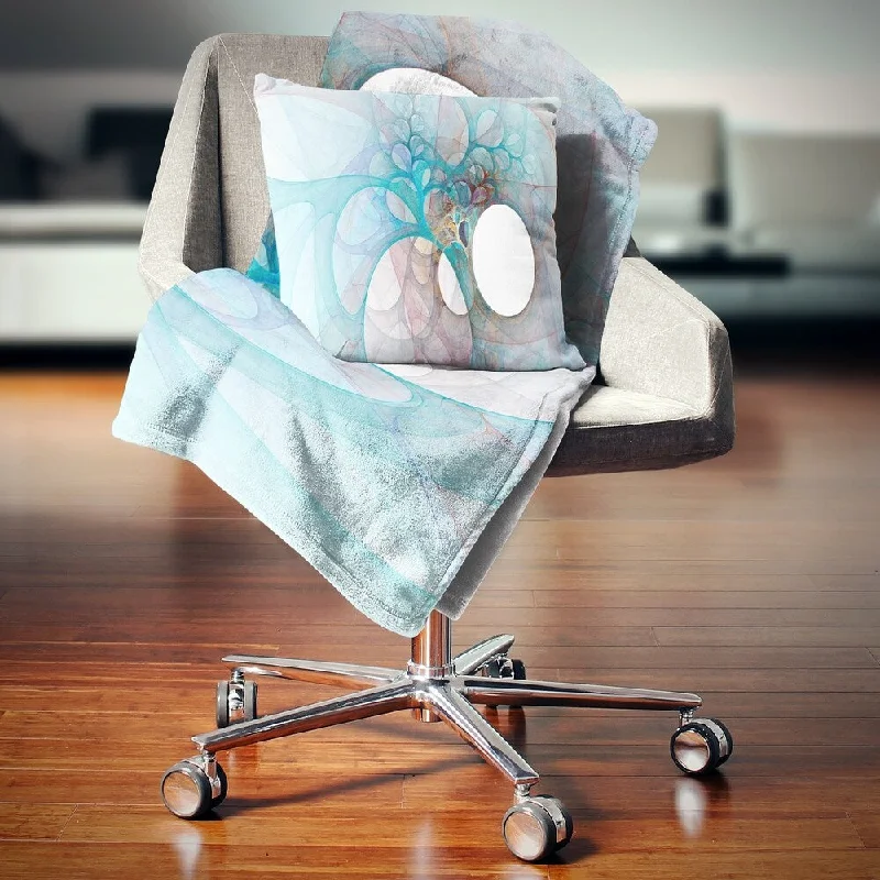Mohair blankets with a unique sheen and softnessDesignart 'Fractal Angel Wings in Light Blue' Abstract Throw Blanket