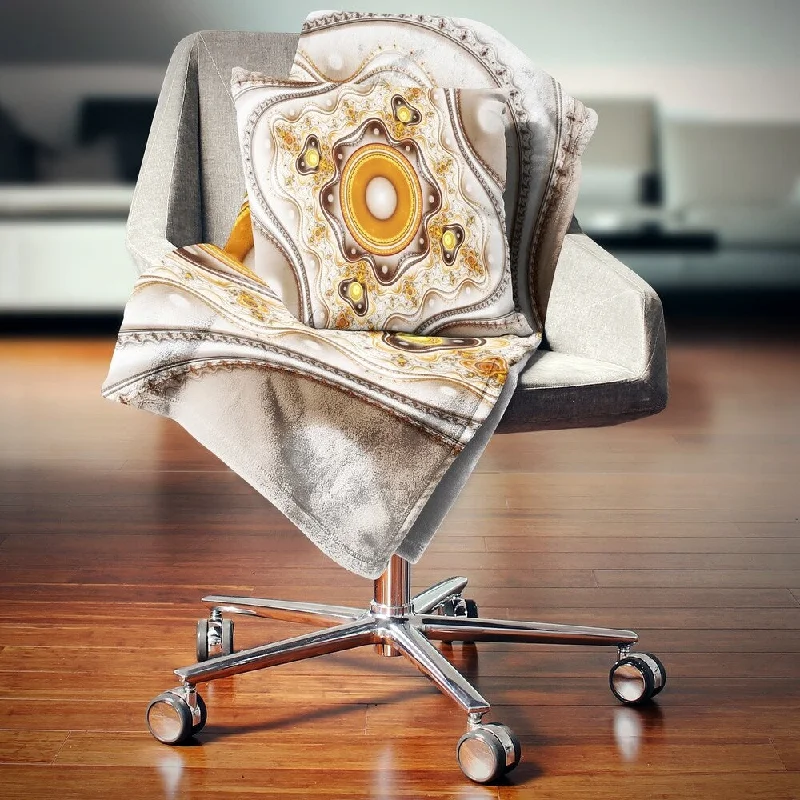 Linen blankets with a rustic and textured lookDesignart 'Fractal Circles and Wavy Curves' Abstract Throw Blanket