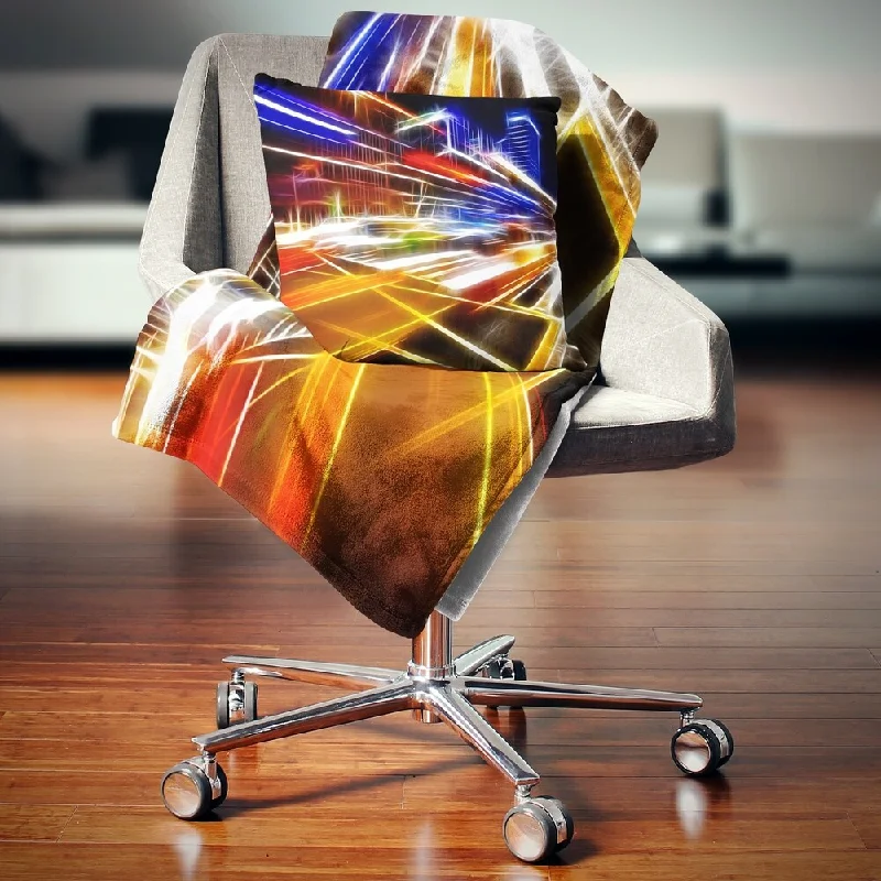 Chenille blankets with a thick and fuzzy textureDesignart 'High Speed Traffic Trails' Cityscape Digital Throw Blanket