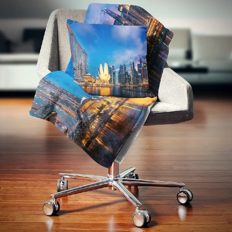 Cotton blankets for breathability and a lightweight feelDesignart 'Landscape of Singapore Cityscape' Photography Throw Blanket
