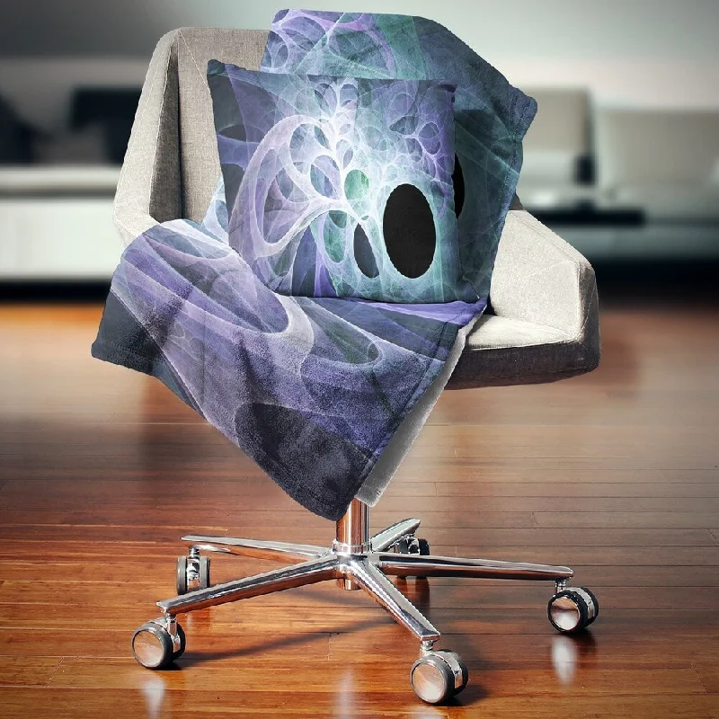 Recycled polyester blankets for an eco - conscious optionDesignart 'Light Blue Fractal Angel Wings' Abstract Throw Blanket