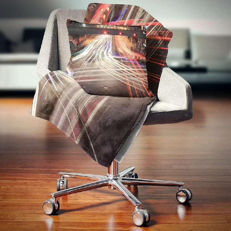 Alpaca wool blankets for a hypoallergenic and warm optionDesignart 'Light Traces on Crossroad' Cityscape Digital Throw Blanket