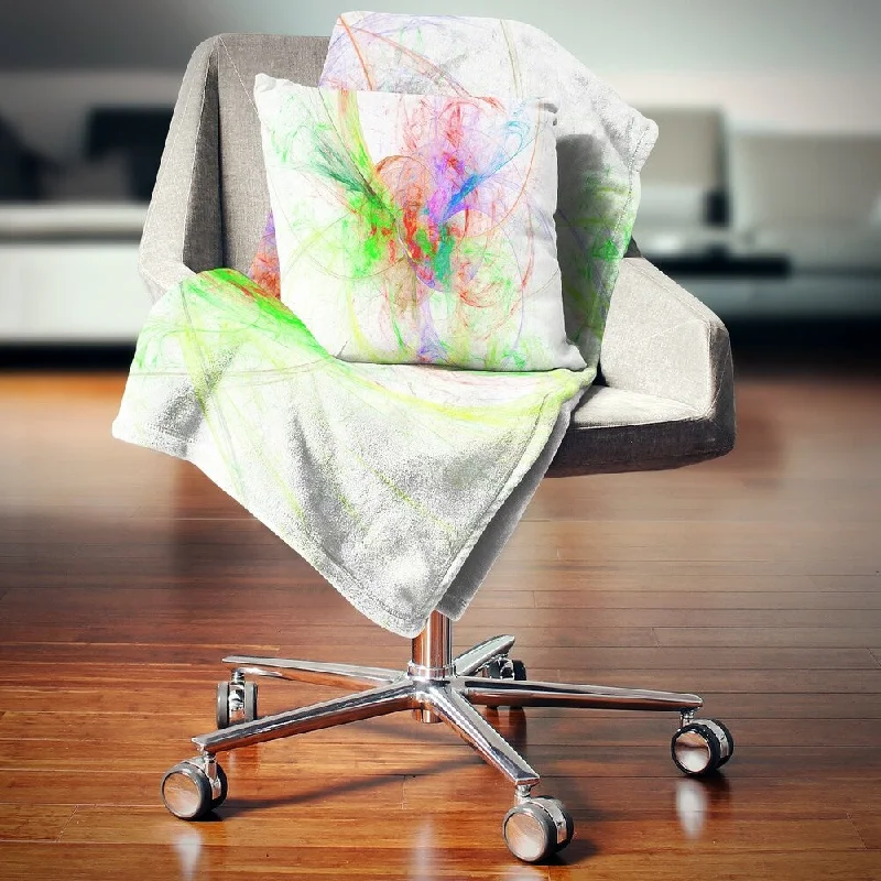 Recycled polyester blankets for an eco - conscious optionDesignart 'Multi Color on White Fractal Design' Abstract Throw Blanket