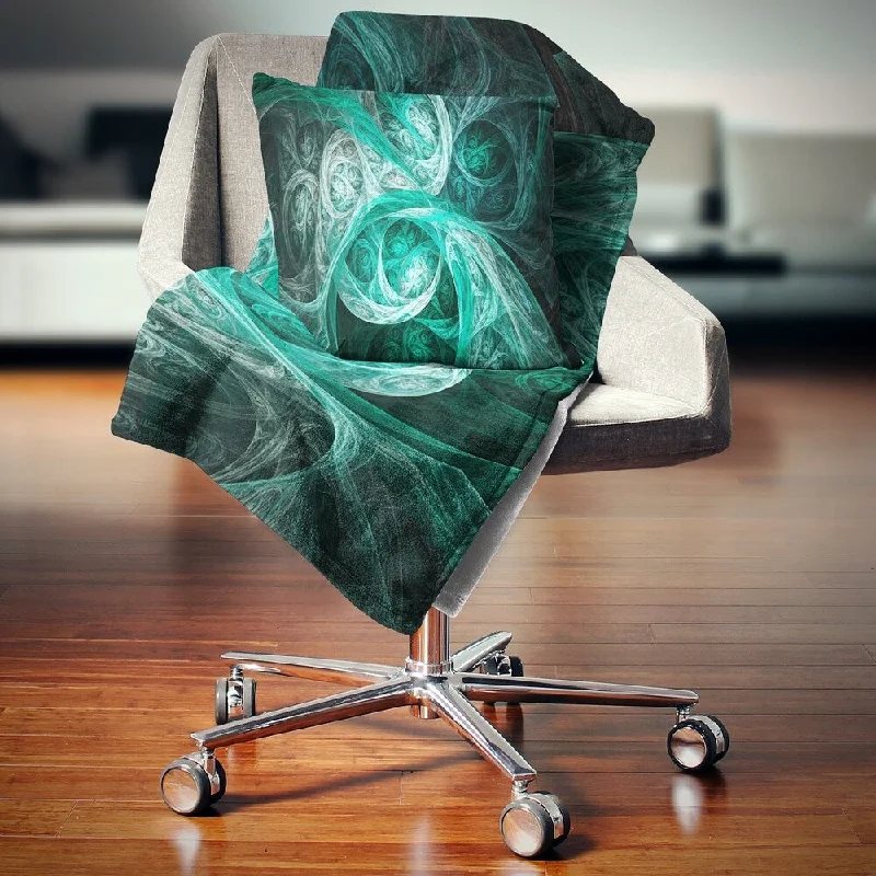 Wool blankets with natural warmth and insulationDesignart 'Mystic Turquoise Fractal' Abstract Throw Blanket