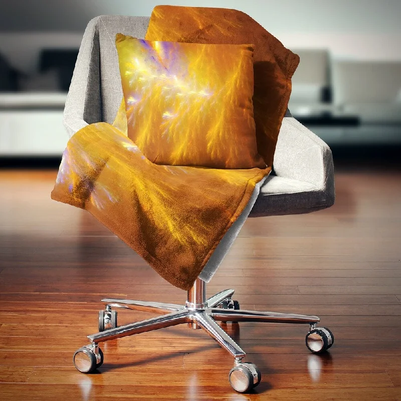 Wool blankets with natural warmth and insulationDesignart 'Mystic Yellow Thunder Sky' Abstract Throw Blanket