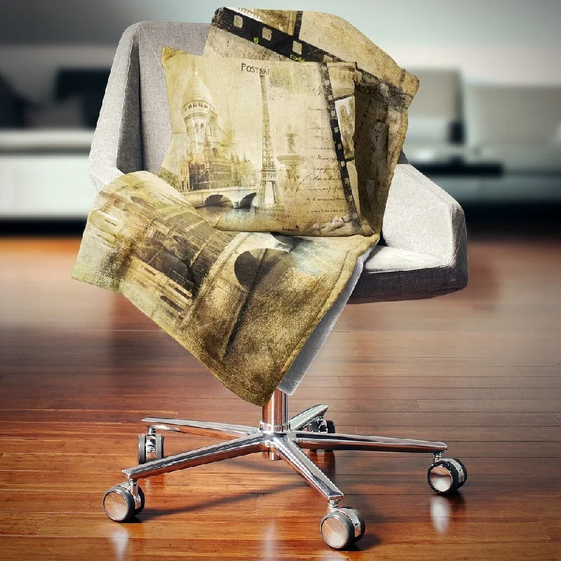 Silk blankets with a smooth and elegant touchDesignart 'Paris Memories' Vintage Throw Blanket