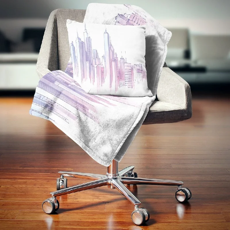 Bamboo fiber blankets with natural antibacterial propertiesDesignart 'Purple City Skyline' Cityscape Throw Blanket