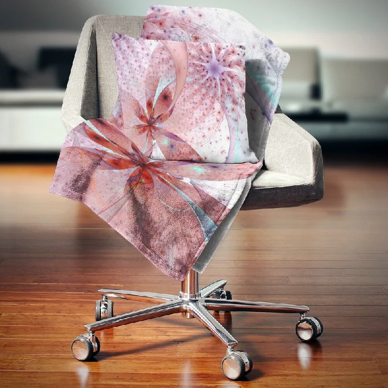 Synthetic fiber blend blankets for a budget - friendly choiceDesignart 'Red and Blue Symmetrical Fractal Flower' Floral Throw Blanket