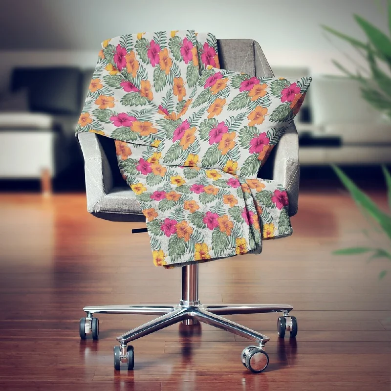 Recycled polyester blankets for an eco - conscious optionDesignart' Retro tropical Leaves III' Modern Throw Blanket - 71x59