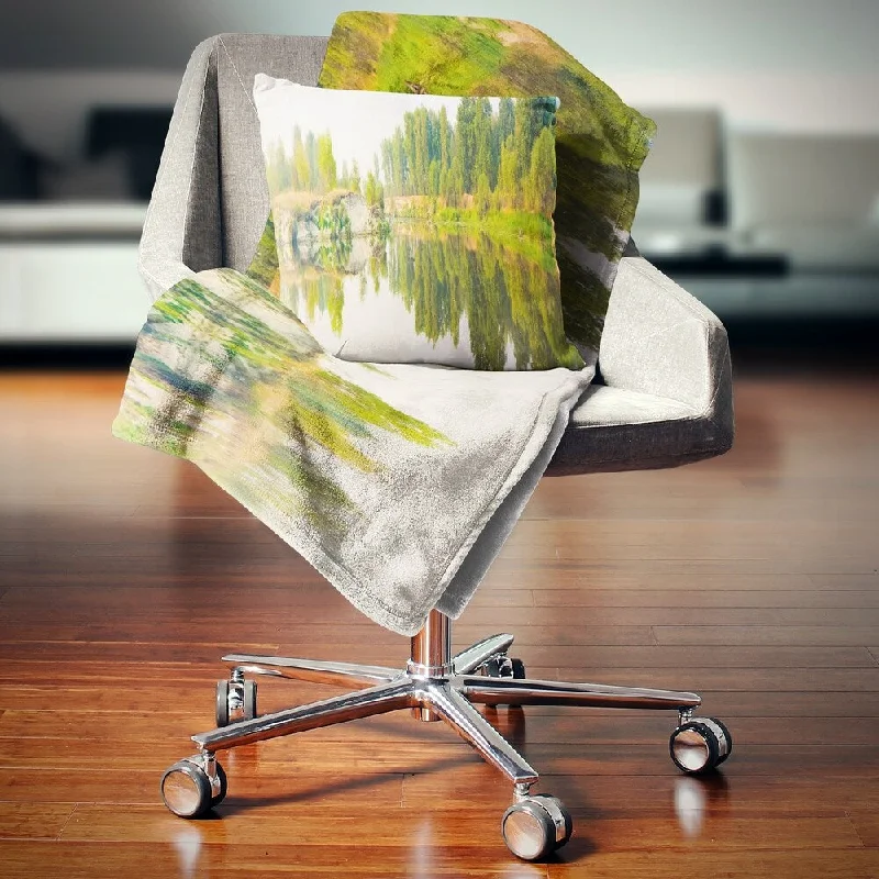 Rayon from bamboo blankets for a silky and breathable feelDesignart 'River and Forest Panorama' Landscape Fleece Throw Blanket
