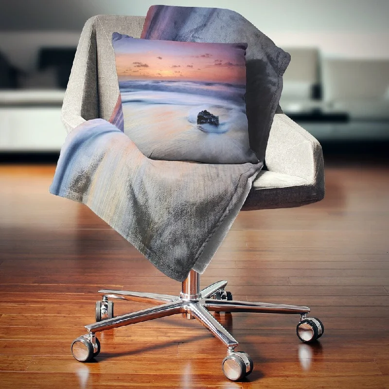 Chenille blankets with a thick and fuzzy textureDesignart 'Rushing Waves at Beach Magoito Sintra' Seashore Throw Blanket