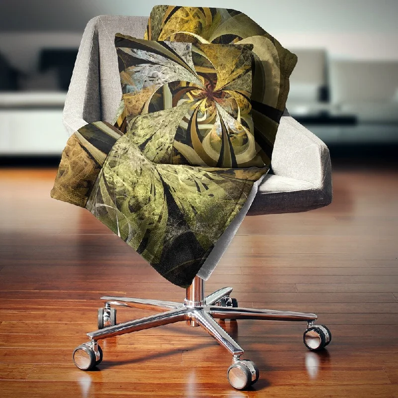 Rayon from bamboo blankets for a silky and breathable feelDesignart 'Symmetrical White Golden Fractal Flower' Floral Throw Blanket