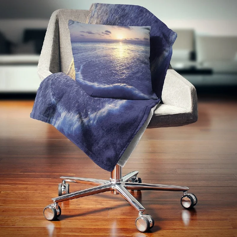 Cashmere blankets for ultimate softness and luxuryDesignart 'Tranquil Blue Beach At Sunset' Seascape Throw Blanket