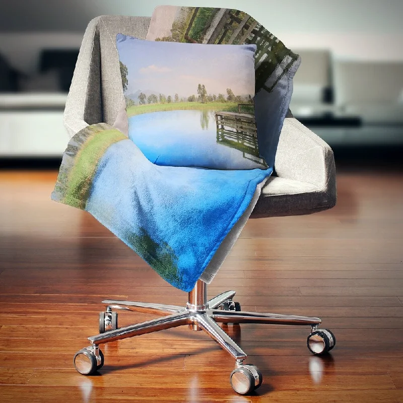 Microfiber blankets that are durable and easy to care forDesignart 'Wetland of Nam Sang Wai Blue' Seascape Throw Blanket